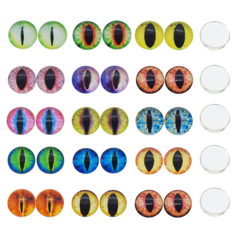 JJG 20PCS 30mm Dragon Eyes Round Glass Cabochon Flatback Jewelry Findings Horse Eyes Cat Eyes Doll Eye Dome Cameo Pendant Settings in Pairs - Image 2